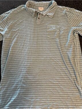 Jack Spade Men’s Light Blue and White Striped Polo